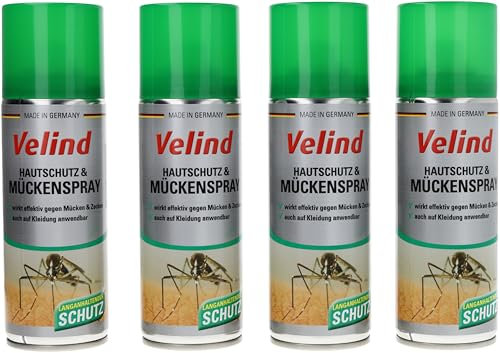 Velind Hautschutz und Mückenspray 4er Pack (4 x 200 ml)