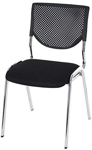 Mendler 4er-Set Besucherstuhl T401, Konferenzstuhl stapelbar, Stoff/Textil - Sitz schwarz, Füße Chrom