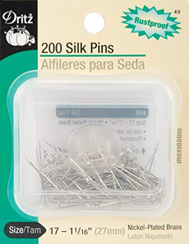 Dritz 49 Silk Pins, Nickel-Plated Brass, 1-1/16-Inch (200-Count)
