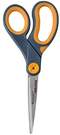 Westcott 14849 Schere, gerade Titanbindung, antihaftbeschichtet, 20,3 cm, Grau/Gelb