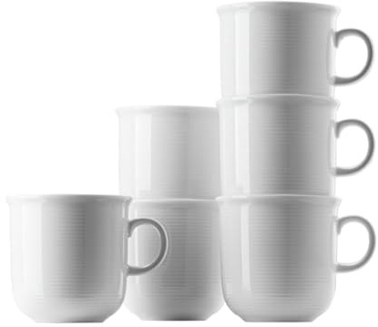 Thomas Trend Weiß - 6 x Becher mit Henkel 0,28 l - 11400-800001-15503 - Henkelbecher Mugge Humpen