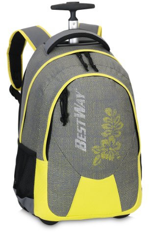 SCHULRUCKSACK TROLLEY - BESTWAY GREY/LEMON - Schulranzen Rucksack