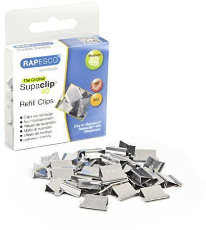 Rapesco RC4050SS Supaclip 40 Clips, Acciaio Inossidabile, Confezione da 50