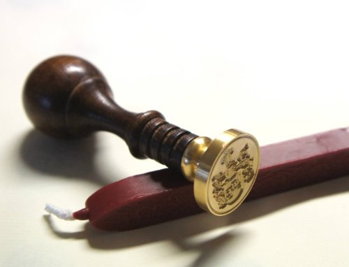 Siegelstempel mit Gravur Monogramm im Wappen und 1 Stange Siegelwachs