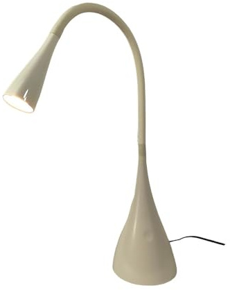 Dapo LED-Tisch-Schreibtisch-Leuchte-Lampe JONAS Kunsstoff weiß, H:. 53cm, Fuß D:11,5cm, Kopf D: 4cm, inkl. eingebaute LEDS 3,5W, 4-Stufen-Touch-Dimmer, Nachttisch-Schüler-Büro-Leuchte-Lampe