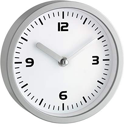 TFA Dostmann Analoge Badezimmeruhr, 60.3012, Quarzuhr, feuchtigkeitsabweisend, 4 große Saugnäpfe, Befestigung ohne Bohren, 16,3 x 5,2 cm, weiß