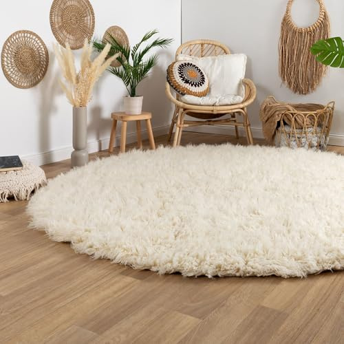 Steffensmeier Flokati 2000 Teppich original griechischer Hirtenteppich Hochflor 100% Neuseeland Schurwolle, Größe: 110 cm rund