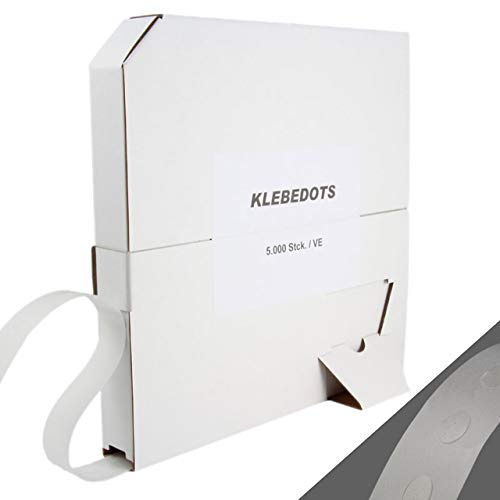 KLEBESHOP24 Doppelseitige Klebedots, stark haftend, permanent | aus Hotmelt-Klebstoff, 5000 Stück im Spender, Ø ca. 9 mm