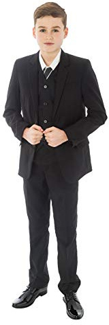 Vivaki 5 Piece Slim Fit Black Suit (5-6 Years)