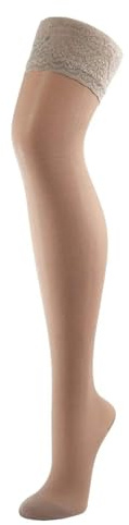 BAHNER Premium Stützstrumpfe Damen halterlose transparente Spitzenstrümpfe, Strümpfen 70 DEN Qualität aus Deutschland