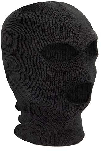 TRIXES Passamontagna Nero - Maschera Protettiva Integrale a 3 Fori - Scaldacollo - Maschera da Sci - Paintball - Motociclismo - Softair - Materiale Morbido, Traspirante e Antivento.