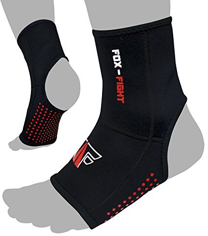 FOX-FIGHT Knöchelbandage MMA antirutsch hochwertige Qualität Fußbandage Knöchelschutz Stützbandage Sprunggelenkbandage Kompressionseffekt Fußgelenkbandagen Knöchelschoner 1 Paar L/XL - schwarz