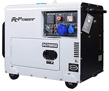 ITCPower Generador Diésel Insonorizado 6300W 230V - Generador Diésel Potente para Casa y Obra Eléctrico Silencioso de Emergencia - Autonomía 10h con Bajo Consumo