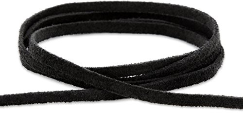 Auroris - Wildlederband (echtes Veloursleder) flach 3 x 2 mm, Länge: 5 Meter, Farbe: schwarz