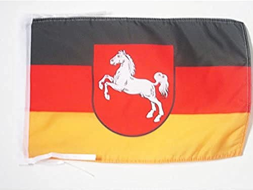 BANDERA del ESTADO DE BAJA SAJONIA 45x30cm - BANDERINA NIEDERSACHSEN - ALEMANIA 30 x 45 cm cordeles - AZ FLAG | Uso interior y exterior Enseña de niedersachsen Niedersachsen costuras dobles y bordes reforzados