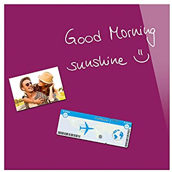 Sigel B1104 Glas-Magnettafel BeBoard beere, 45 x 45 cm, Memoboard magnetisch & beschreibbar, incl 2 Neodym-Magnete, rahmenlos, für Wohnung und Büro