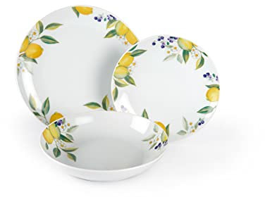 Brunch Time Set Vajilla 18 Uds. Lemon Blanco/Amarillo