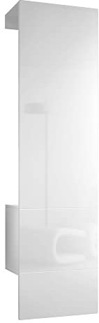 Vladon Garderobe Carlton Set 5, Made in Germany, Garderobenset bestehend aus 1 Garderobenpaneel mit integrierter Tür und 1 Kleiderstange, Weiß matt/Weiß Hochglanz (52 x 193 x 35 cm)