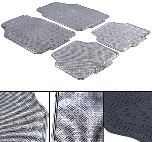 Juego alfombrillas universales goma fibra carbono con forma chapa palillos (recortables y adaptables a casi todos los modelos de coche) alfombras de goma color carbonlook esterillas moquetas esteras