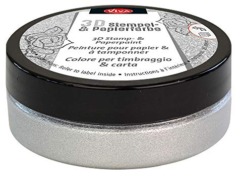 Viva Decor® 3D Stempel- & Papier-Farbe (Silber, 50ml) Stempelfarbe für Papier, Karton, Stempelkissen - Bastelfarbe für Hochzeit, Scrapbook, UVM.