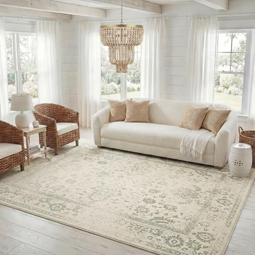 Safavieh Teppich 183 x 274 cm - Adirondack Collection - Transitional Design, Elfenbein & Salbei, Pflegeleichte Synthetikmischung, Ideal für Wohnzimmer, Schlafzimmer, Büro | 1 cm Flor, Teppich für den Innenbereich, langlebig, kinder- und haustierfreundlich, Polypropylen-Fasern, Öko-Tex-zertifiziert