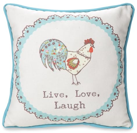 Pavilion Gift Company - Live, Love, Laugh - 12 Canvas Pillow Chicken Farmhouse Farm Animals Home Comfortable Decor