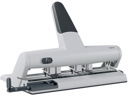 Leitz AKTO Variabler Mehrfachlocher, Für 30 Blatt, Mit Clipsystem für einstellbares Lochen von bis zu 6 Löchern, Aus Aluminiumdruckguss, recycelte Kunststoffteile, 100% recycelbar, Weiß, 51140084