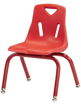 Jonti-Craft Berries 8124JC6008 Stacking Chairs with Powder-Coated Legs, 14 Height, Red, Pack of 6