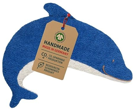 Efie Dinkel-Bio-Wärmekissen Delfin – Bio-Dinkelkorn & Baumwollplüsch (kbA) – GOTS-zertifiziert – handgefertigt in Deutschland – natürliches Baby-Wärmekissen