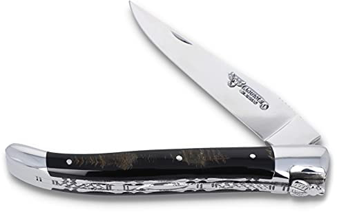 LAGUIOLE en Aubrac Taschenmesser L0712CBIF Doppelplatine - 12 cm Modell - Griff Büffelkruste - Stahl glänzend