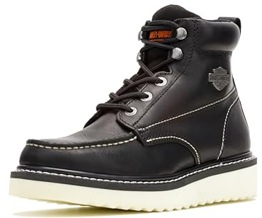 Harley-Davidson Men's Beau Leather Motorcycle Casual Wedge Boot, Black, 11