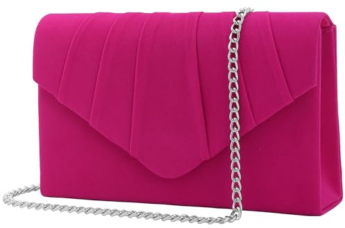wocharm Ladies Pleated Suede velvet Clutch Bag Handbag Bridal Evening Prom Party