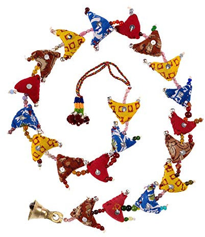 Paper High 20-Bird Bell Tota | Traditional Indian Hanging Decoration | Handmade | Recycled Fabric | Bedroom Decorations | Home Décor