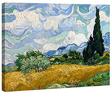 Wieco Art Wheat Field with Cypresses by Van Gogh Famous Oil Paintings Reproduction Modern Landscape Canvas Prints Artwork Pictures on Canvas Wall Art for Home Office Decorations