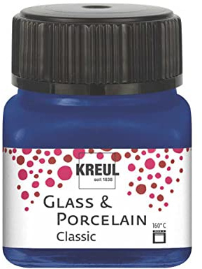 Kreul 16213 – glas och porslin klassisk kungsblå, i 20 ml glas, lysande vattenbaserad glas- och porslinsmålning, snabbtorkande, täckande