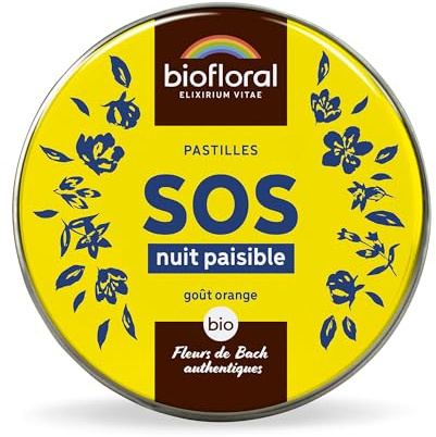 BIOFLORAL - SOS Secours Nuit Paisible BIO - 165 Pastilles - Stop les Pensées répétitives - Fleurs de Bach Authentiques - Sans Alcool