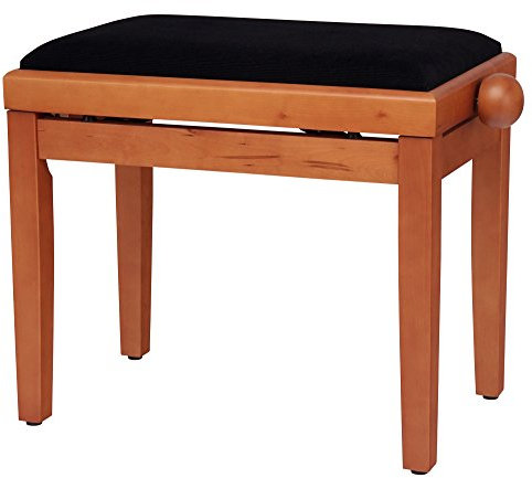 Classic Cantabile Pianobank Buche-matt (Höhenverstellbar von 47-56cm, Spindelmechanik, Sitzfläche 55 x 32cm, schwarzer Velourbezug, stabil)