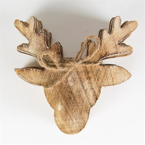 Sass & Belle Untersetzer aus Holz mit Hirschkopf, 6 Stück, Braun