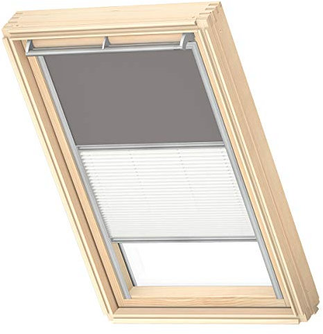 VELUX Original Dachfenster Duo Verdunkelungsrollo für MK04, Grau, mit Grauer Führungsschiene
