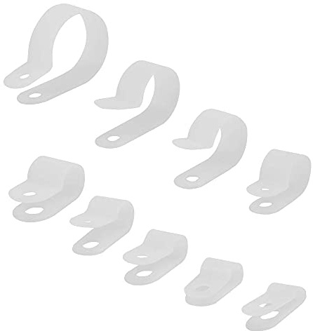 XINGYHENG 225pcs 9 Size White Nylon R-Type Cable Clamps Fastener Assortment Kit for (1/8, 3/16, 1/4, 5/16, 3/8, 1/2, 5/8, 3/4, 1) Inch Dia Wire Tube (Plastic Wire Cord Clip Fixer)
