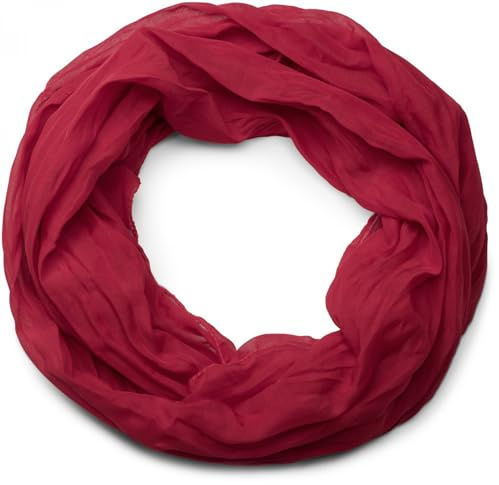 styleBREAKER leichter unifarbener Loop Schlauchschal | Sommerschal aus fließendem Material | Seidiges Halstuch für Damen & Herren | Weich, Luftig & Modisch | 77 x 46 cm, Farbe:Rot