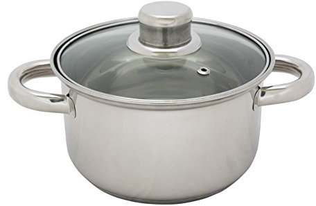 Kochtopf Edelstahl mit Glasdeckel 1 L 14 cm Topf Kochen