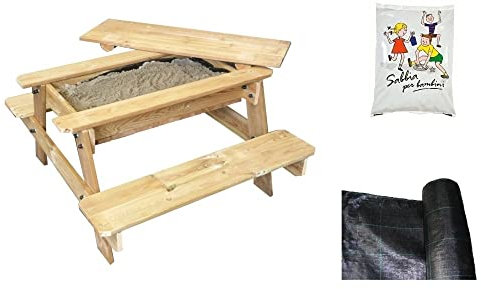 Spilli Outdoor World Deluxe Tavolo picnic con sabbiera e telo anti erbacce più 25 kg di sabbia