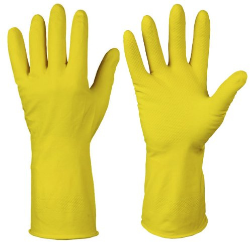 Hausmarke HB-Impex 12 Paar hochwertige Gummihandschuhe Haushaltshandschuhe aus Latex gelb - lebensmittelgeeignet und säurebeständig EN 388 EN 374