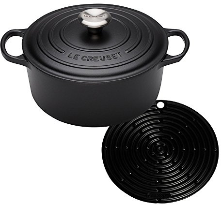Le Creuset Signature Cast Iron Round Casserole with Cool Tool, 26 cm - Satin Black