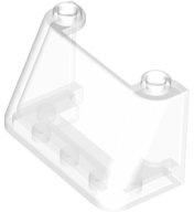 LEGO Set of 4 windscreen 2 x 4 x 2 knobs in transparent.