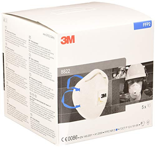 Masque antipoussière coque série Classique 3M™ 8822 - FFP2, avec soupape Coolflow™, Certifié EN sécurité