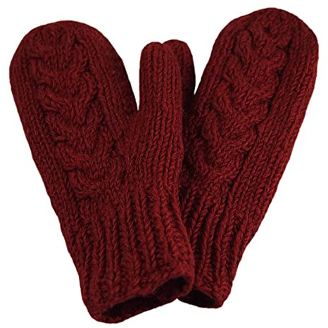 musimon Handschuhe Fäustlinge Fäustel Naturwolle gefüttert Zopfmuster