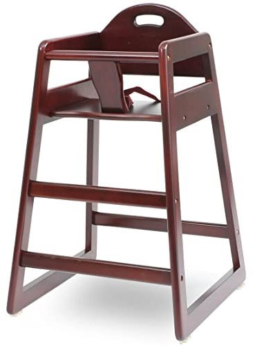 Wooden High Chair for Baby & Toddler – Restaurant-Style Stackable HighChair with Commercial Grade Solid Wood for Dining Table & Kitchen – Compact & Portable Design for Home & Restaurant Use - Cherry