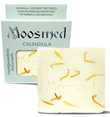 Moosmed Calendula Seife 100g, medizinische Naturseife, handgesiedet, vegan | Stückseife mit Ringelblume und Sheabutter für milde, schonende Pflege, ideal für empfindliche und trockene Haut